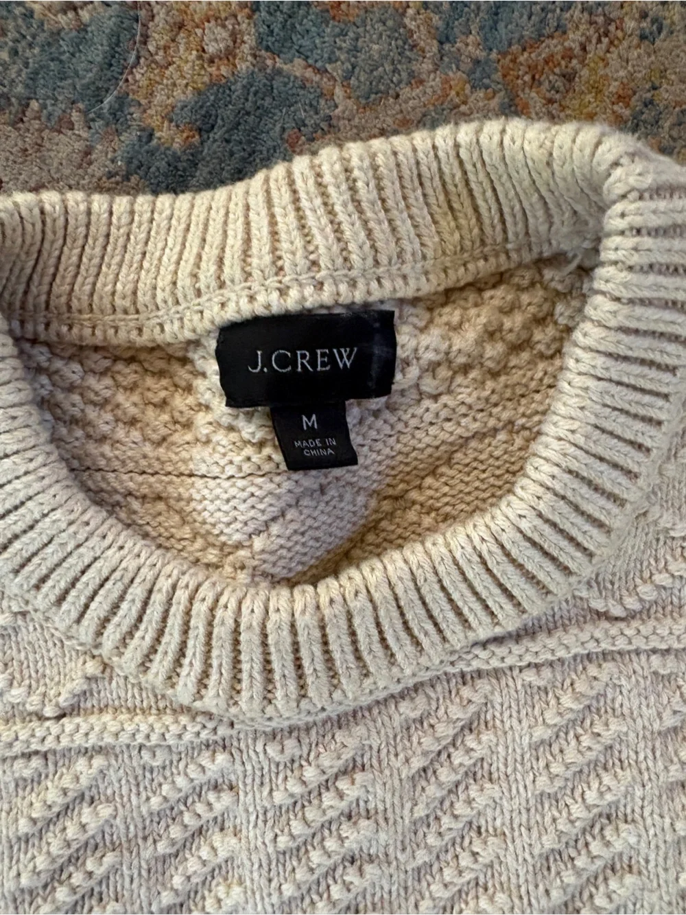 J. Crew Cream Cable-Knit Crewneck Sweater